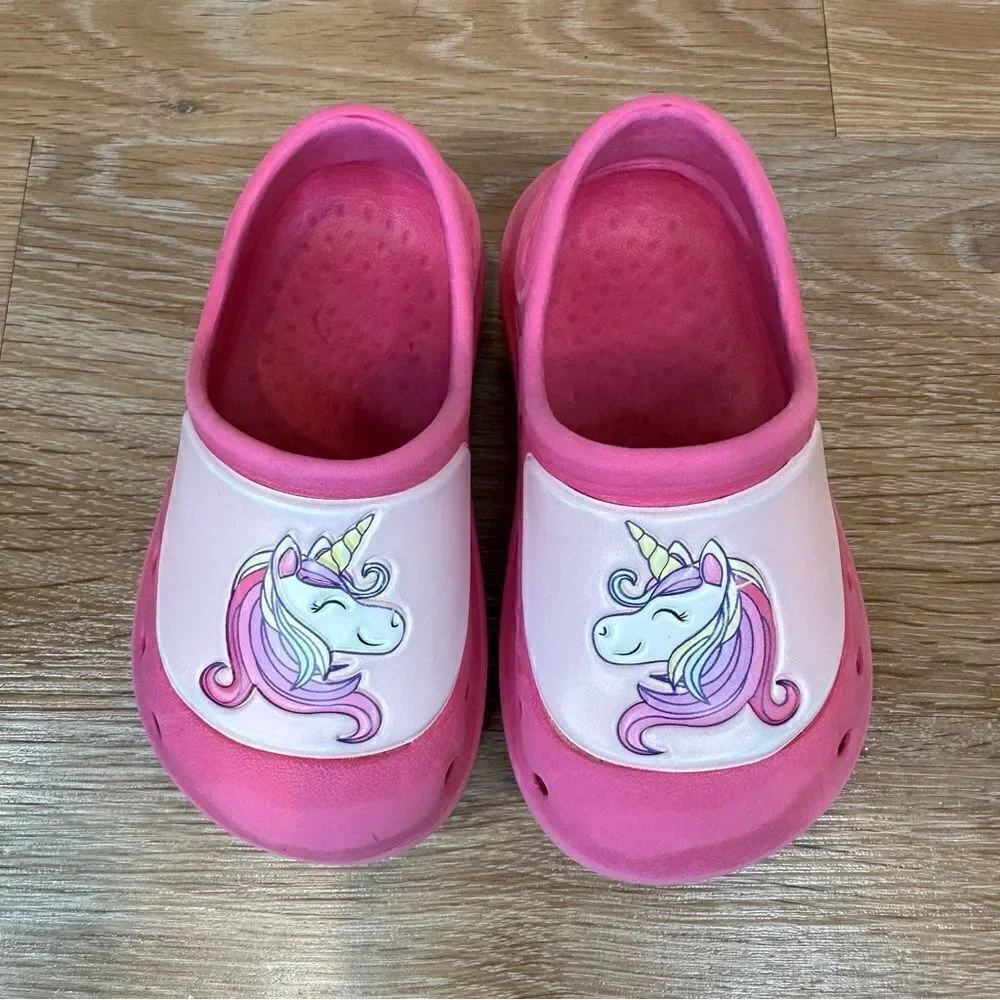 Swiggles Pink Unicorn Girls Size 5/6 Slip On Clogs
